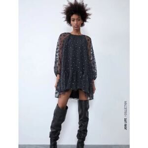 Zara Organza Daisy Print Mini Dress